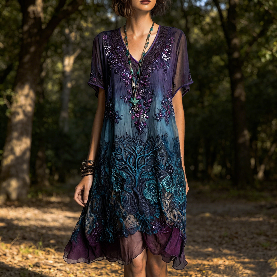 Women's Retro Bohemian Floral Print Dress